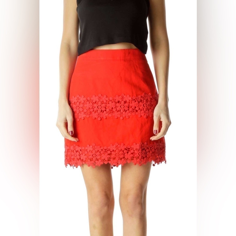 J Crew Crochet Lace Red Skirt - Picture 7 of 9